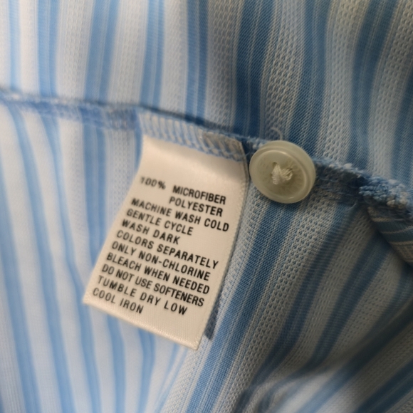 Greg Norman Men's Blue Striped Golf Shirt Short Sleeved Size XL - Picture 6 of 6